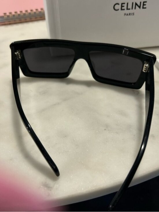Celine Black Rectangular Slim-Edge Sunglasses main image 4